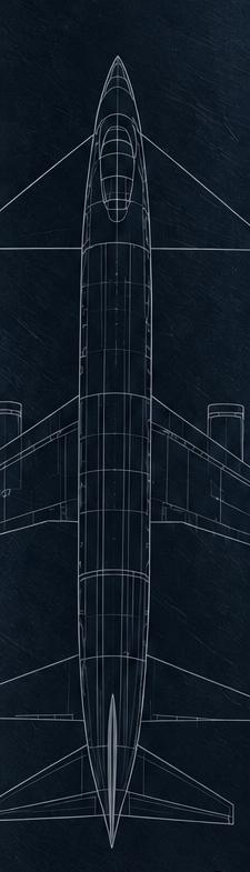 Aircraft technical drawing on the approved navy card panel